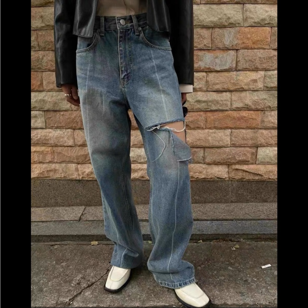 Korea Breathe Distressed Jeans Pants